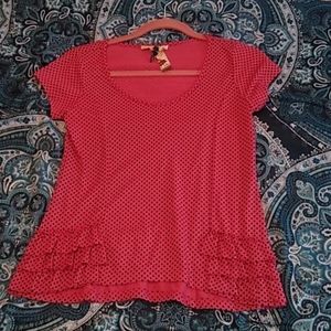 Derek Heart Pink & black polka dot t shirt M